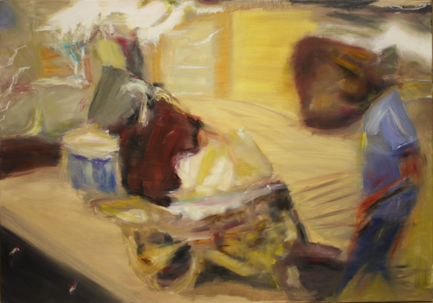 Rundu Man with a wheelbarrow, 2012, oil on canvas, 70 x 100 cm