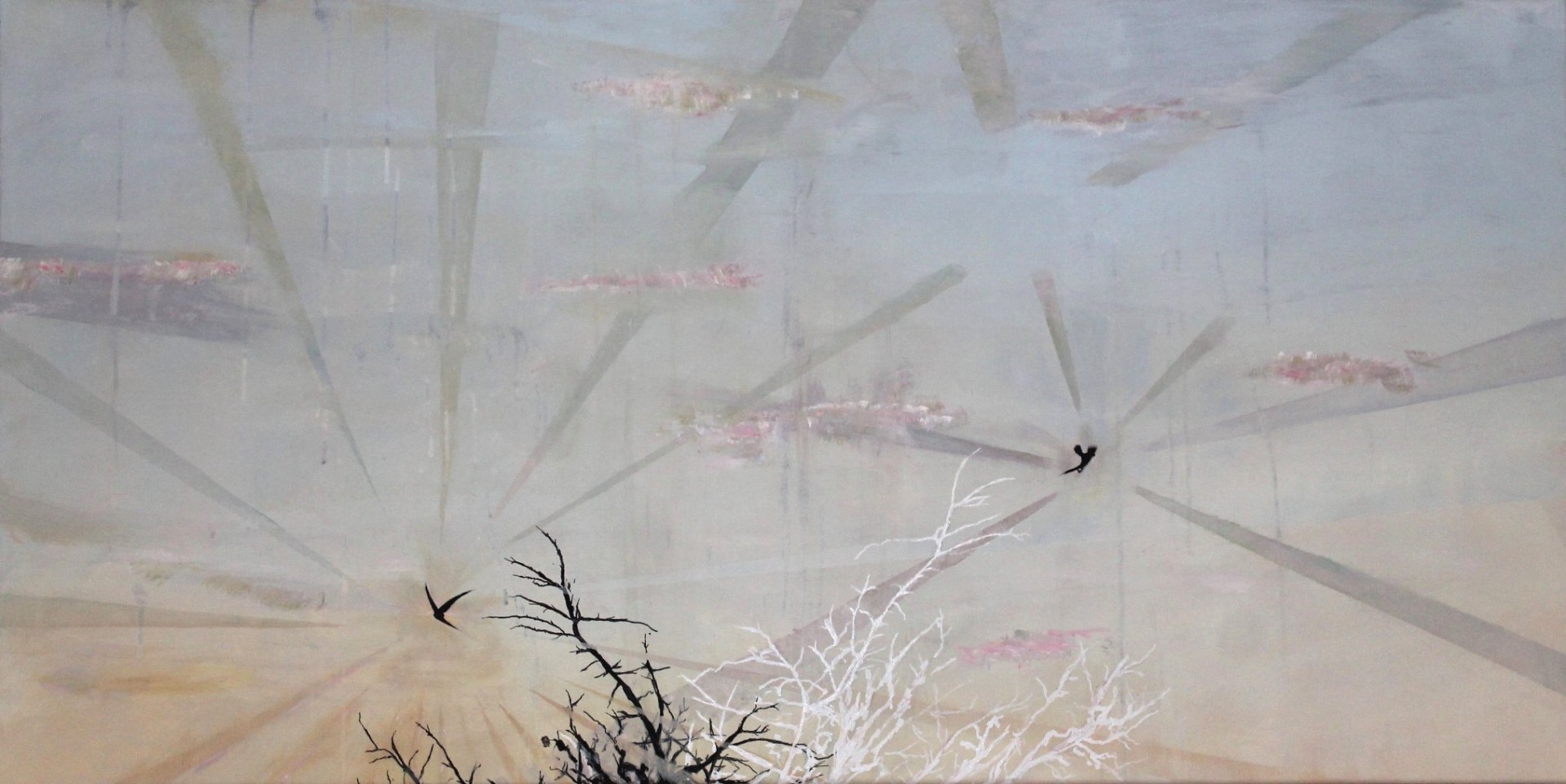 Two birds Africa, 2015, Mischtechnik auf Leinwand, 60 x 140 cm