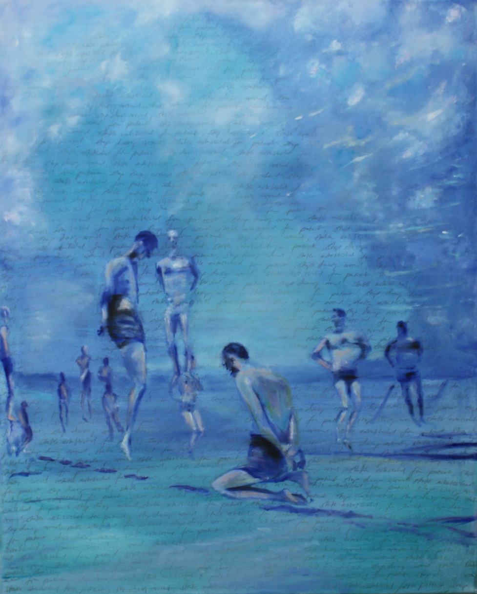 Blue Waterboys, 2017, 80 x 100 cm, oil and pencil on canvas